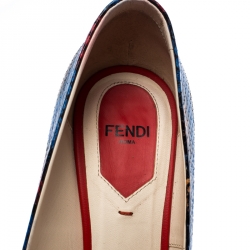 Pre Owned Fendi Multicolor Python Embossed Leather Pointed Toe Pumps Size 37.5