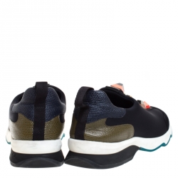 Pre Owned Fendi Black Neoprene Studded Slip On Sneakers Size 38