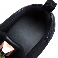 Pre Owned Fendi Black Neoprene Studded Slip On Sneakers Size 38