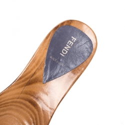 Pre Owned Fendi Multicolor Zucchino Canvas Bow Wooden Slides Size 38