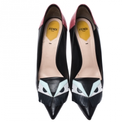 Pre Owned Fendi Multicolor Leather Monster Eyes Pointed Toe Pumps Size 40