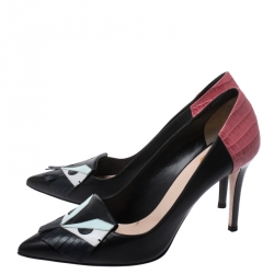 Pre Owned Fendi Multicolor Leather Monster Eyes Pointed Toe Pumps Size 40