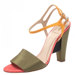 Fendi Multicolor Canvas Fantasia Ankle Strap Sandals Size 40