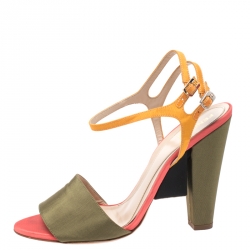 Fendi Multicolor Canvas Fantasia Ankle Strap Sandals Size 40