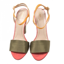 Fendi Multicolor Canvas Fantasia Ankle Strap Sandals Size 40