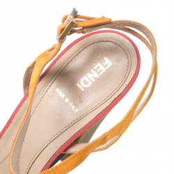Fendi Multicolor Canvas Fantasia Ankle Strap Sandals Size 40