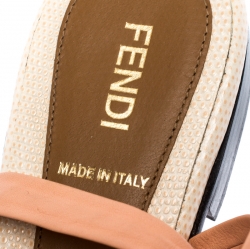Fendi Multicolor Leather Ankle Wrap Flat Sandals Size 38.5
