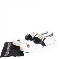 Pre Owned Fendi Multicolor Leather Karlito Studded Low Top Sneakers Size 40