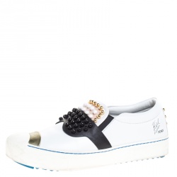 Pre Owned Fendi Multicolor Leather Karlito Studded Low Top Sneakers Size 40