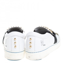 Pre Owned Fendi Multicolor Leather Karlito Studded Low Top Sneakers Size 40