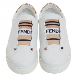 Pre Owned Fendi White Leather Slip On Sneakers Size 37