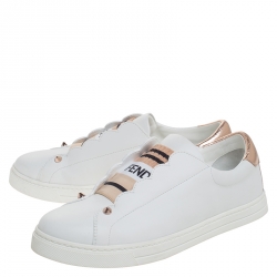 Pre Owned Fendi White Leather Slip On Sneakers Size 37
