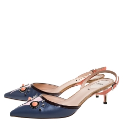 Pre Owned Fendi Multicolor Leather Studded Monster Slingback Sandals Size 40