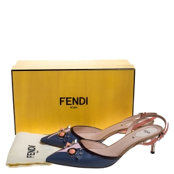 Pre Owned Fendi Multicolor Leather Studded Monster Slingback Sandals Size 40