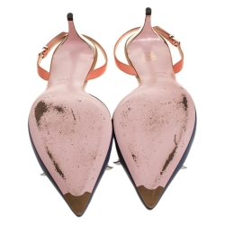 Pre Owned Fendi Multicolor Leather Studded Monster Slingback Sandals Size 40