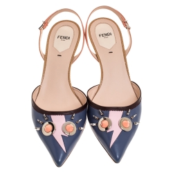 Pre Owned Fendi Multicolor Leather Studded Monster Slingback Sandals Size 40