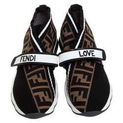 Pre Owned Fendi Multicolor FF Monogram Knit Fabric Rockoko Sneakers Size 38