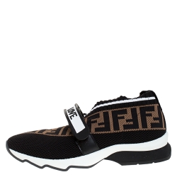 Pre Owned Fendi Multicolor FF Monogram Knit Fabric Rockoko Sneakers Size 38
