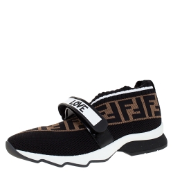 Pre Owned Fendi Multicolor FF Monogram Knit Fabric Rockoko Sneakers Size 38