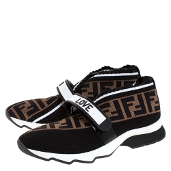 Pre Owned Fendi Multicolor FF Monogram Knit Fabric Rockoko Sneakers Size 38