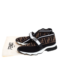 Pre Owned Fendi Multicolor FF Monogram Knit Fabric Rockoko Sneakers Size 38