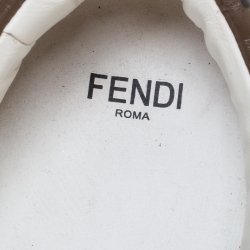 Pre Owned Fendi White Leather FF Logo Buckle Strap Sneakers Size 38.5