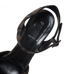 Fendi Brown Zucca Canvas Bubble Platfrom Ankle Strap Sandals Size 38