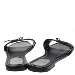 Pre Owned حذاء سلايدز فلات فندي فيونكة كانفاس زوكا توباكو مقاس 38.5