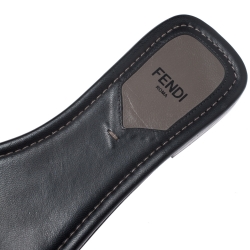 Pre Owned حذاء سلايدز فلات فندي فيونكة كانفاس زوكا توباكو مقاس 38.5