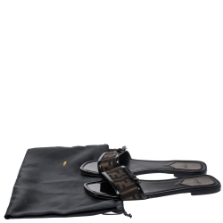 Pre Owned حذاء سلايدز فلات فندي فيونكة كانفاس زوكا توباكو مقاس 38.5