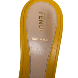 Fendi Mustard Zucca Canvas and Leather Slide Sandals Size 40