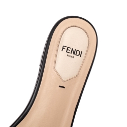 Pre Owned Fendi Black/Grey Zucca Velvet Slide Flats Size 36