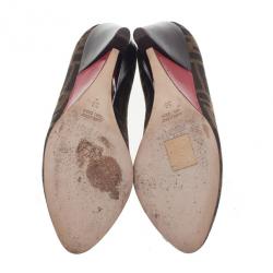 Pre Owned Fendi Zucca Canvas Wedge Pumps Size 36