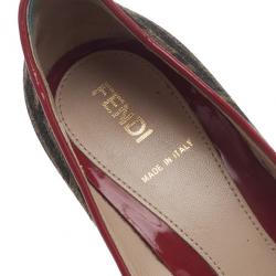 Pre Owned Fendi Zucca Canvas Wedge Pumps Size 36