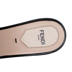 Fendi Brown/Black Zucca Velvet And Leather Slip On Slides Size 39