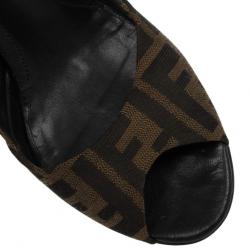 Pre Owned Fendi Zucca Canvas Peep Toe Pumps Size 38