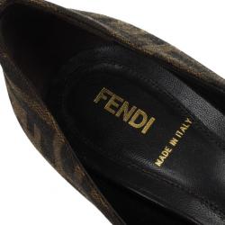 Pre Owned Fendi Zucca Canvas Peep Toe Pumps Size 38