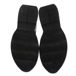 Pre Owned Fendi Black Zucca Fabric Kintted and Leather Sock Sneakers Size 37