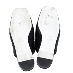 Pre Owned Fendi Black Satin Crystal Embellished FFreedom Mules Size 40