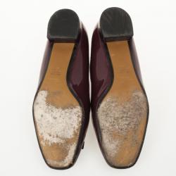 Pre Owned Fendi Burgundy Patent Bow Details Ballet Flats Size 39