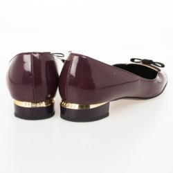 Pre Owned Fendi Burgundy Patent Bow Details Ballet Flats Size 39