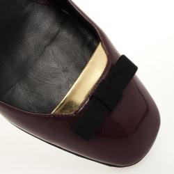 Pre Owned Fendi Burgundy Patent Bow Details Ballet Flats Size 39