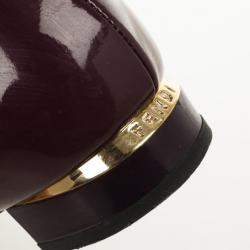 Pre Owned Fendi Burgundy Patent Bow Details Ballet Flats Size 39