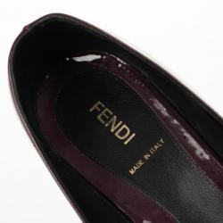 Pre Owned Fendi Burgundy Patent Bow Details Ballet Flats Size 39