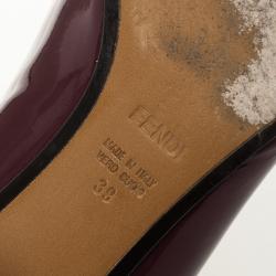 Pre Owned Fendi Burgundy Patent Bow Details Ballet Flats Size 39