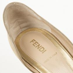 Pre Owned Fendi Gold Metallic Leather Bow Dórsay Pumps Size 39