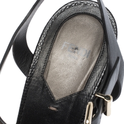 Pre Owned Fendi Tobacco Zucca Canvas And Leather Cork Platform Sandals Size 41