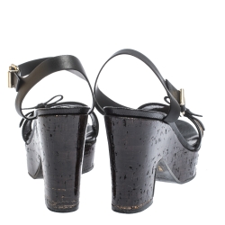 Pre Owned Fendi Tobacco Zucca Canvas And Leather Cork Platform Sandals Size 41