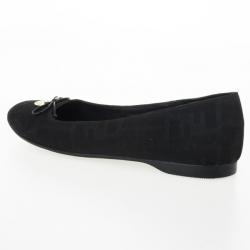 Pre Owned Fendi Black Zucca Canvas Bow Ballet Flats Size 36