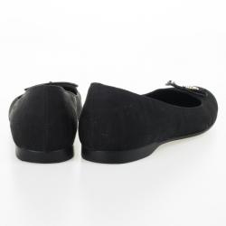 Pre Owned Fendi Black Zucca Canvas Bow Ballet Flats Size 36